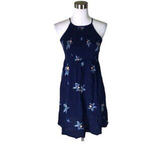 Mossimo Skater Dreas Smocked Halter Floral Blue Shirted Bandage Stretch Top Boho